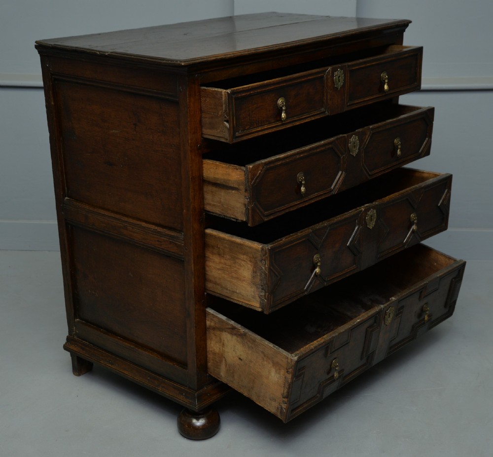 Charles II Oak Geometric Chest Of Drawers C.1680 View VII