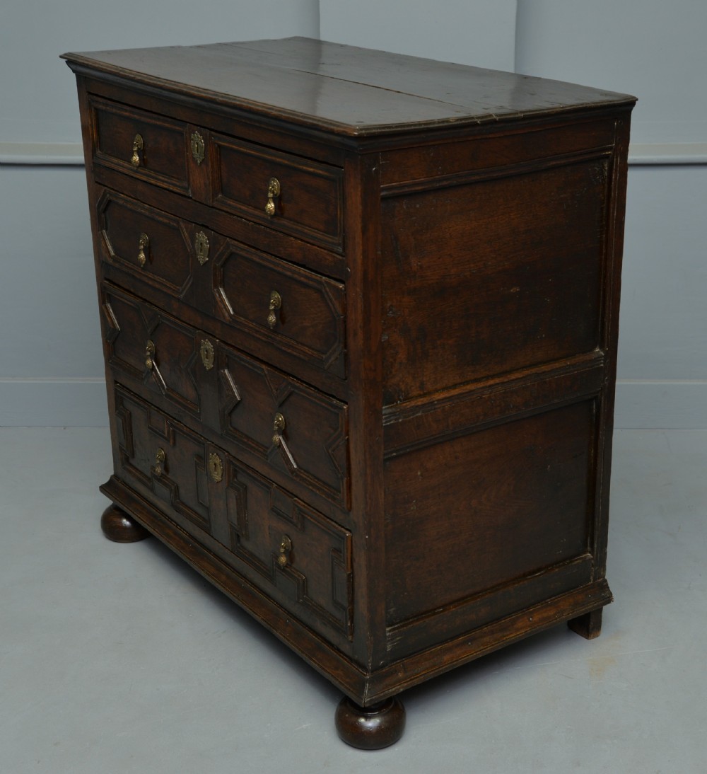 Charles II Oak Geometric Chest Of Drawers C.1680 View IX
