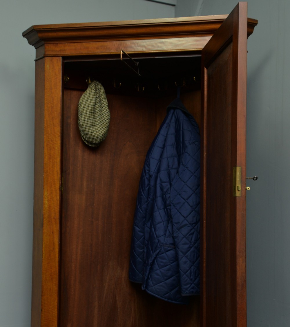 Victorian Solid Figured Mahogany Corner Hall Robe Wardrobe / Coat Cupboard View VI