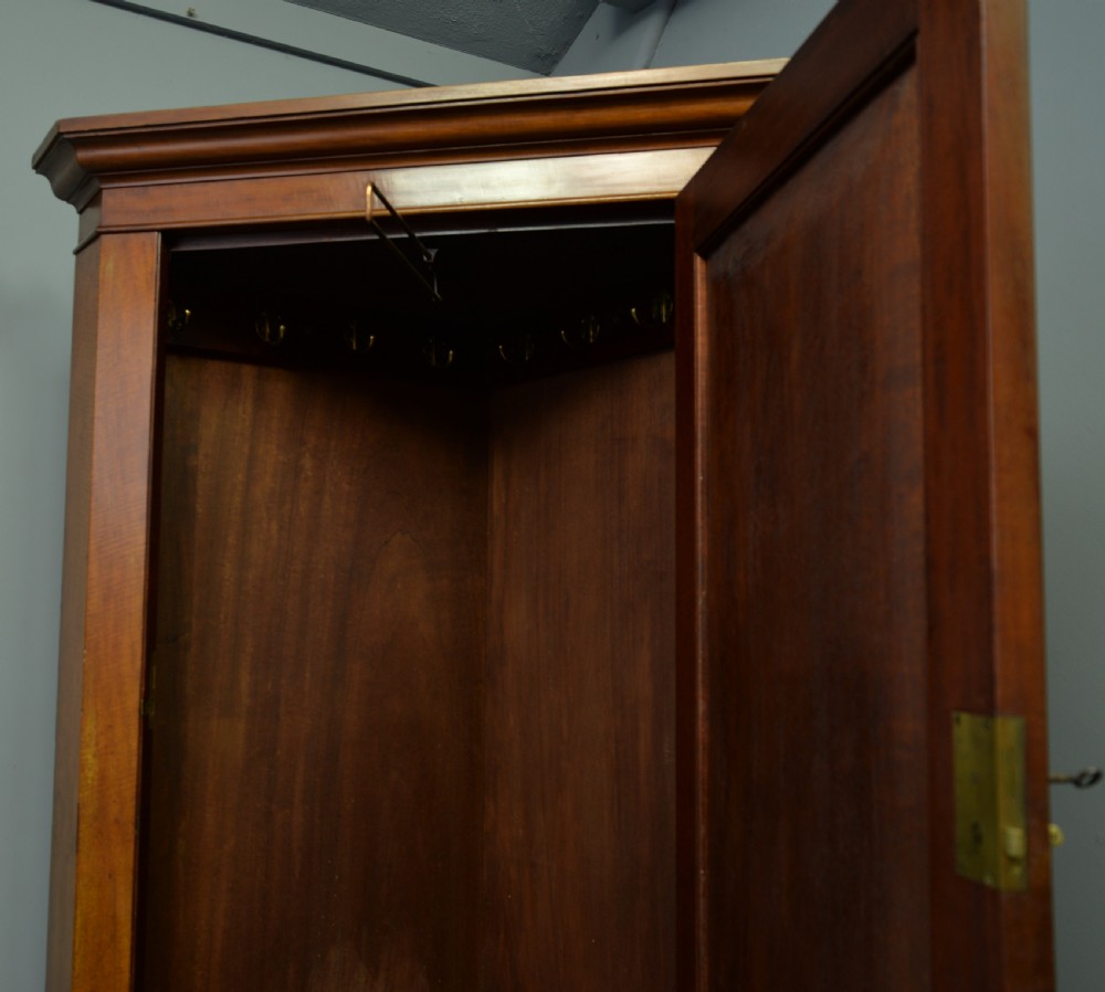 Victorian Solid Figured Mahogany Corner Hall Robe Wardrobe / Coat Cupboard View VIII