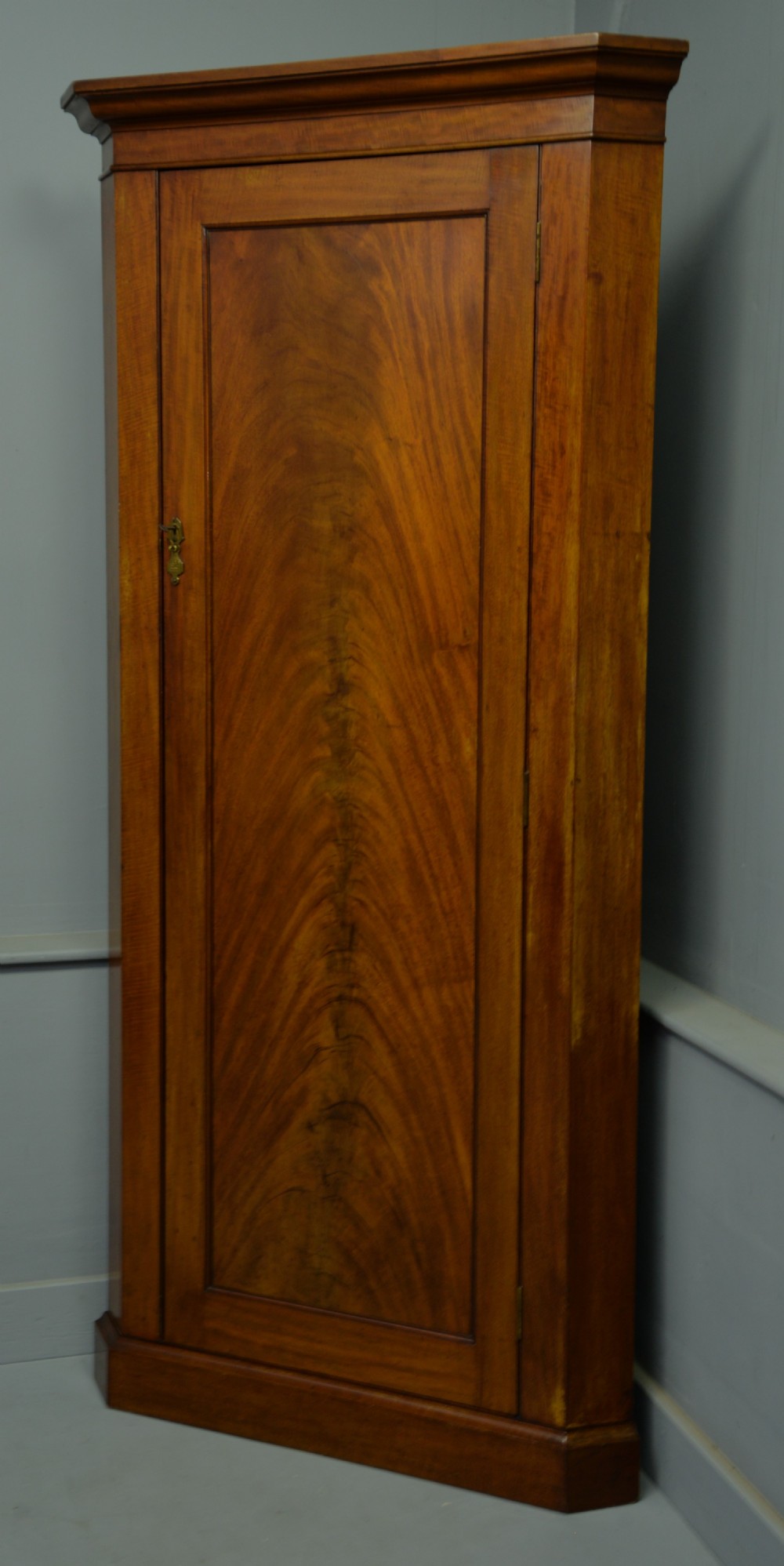 Victorian Solid Figured Mahogany Corner Hall Robe Wardrobe / Coat Cupboard View X