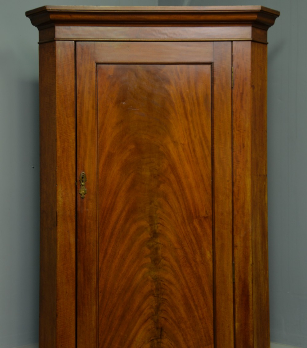 Victorian Solid Figured Mahogany Corner Hall Robe Wardrobe / Coat Cupboard View II
