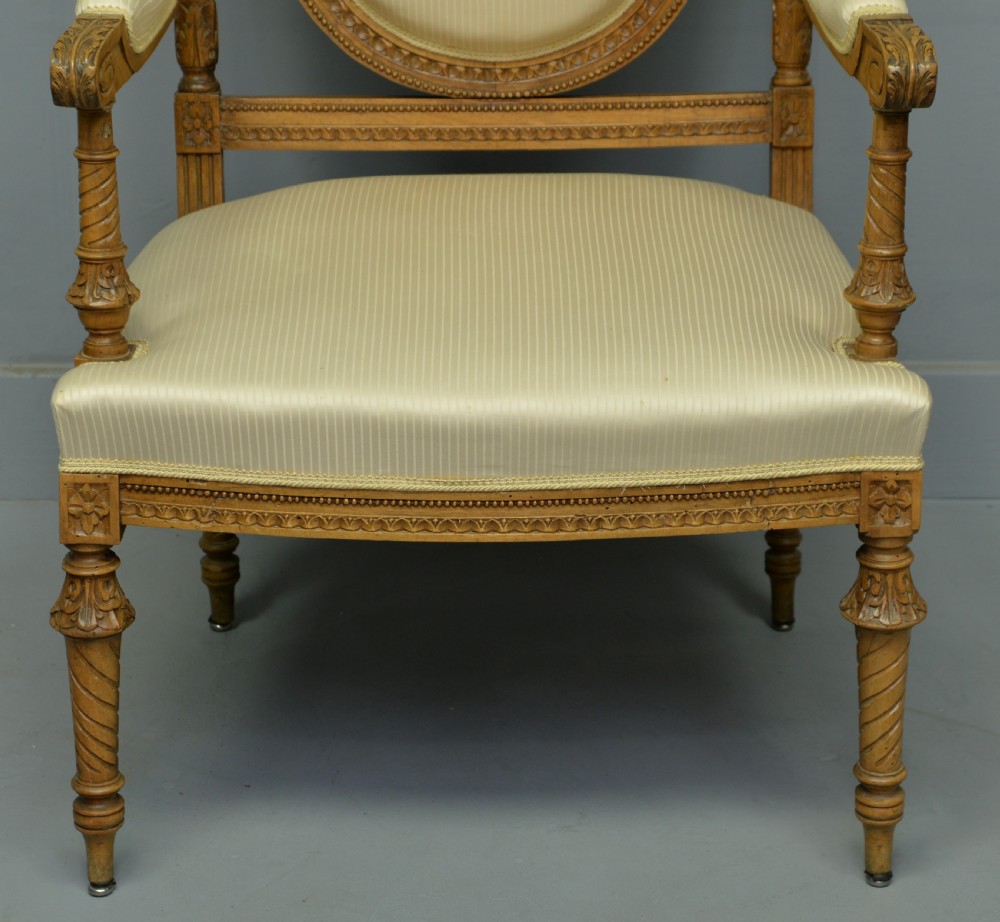 Antique Louis XVI Style Carved Walnut Armchair View V