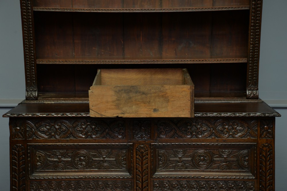 Adapted 17th Century Carved Oak Mule Chest / Bookcase View VII
