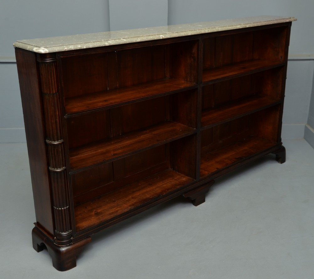 Regency Mahogany Open Bookcase- Fossil Limestone Top View II