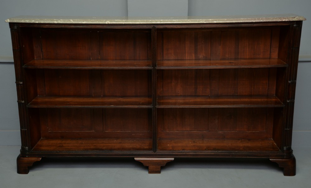 Regency Mahogany Open Bookcase- Fossil Limestone Top View VI