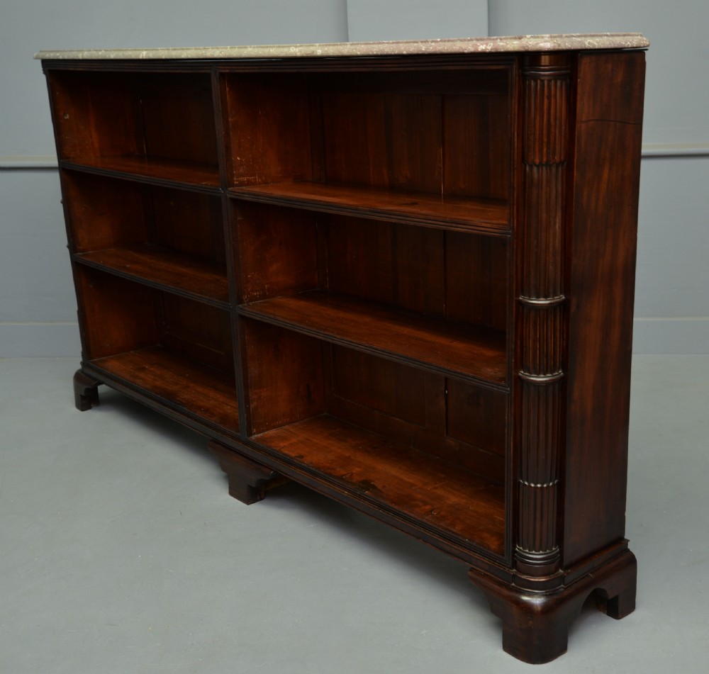 Regency Mahogany Open Bookcase- Fossil Limestone Top View VII