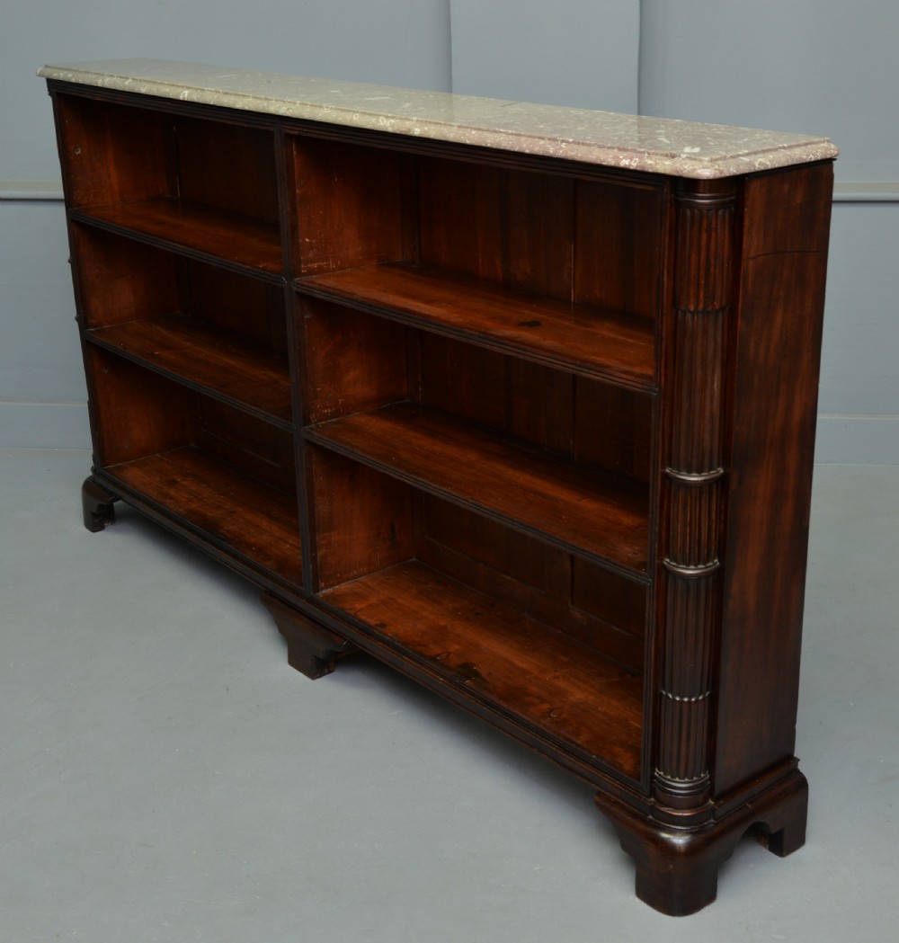 Regency Mahogany Open Bookcase- Fossil Limestone Top View VIII