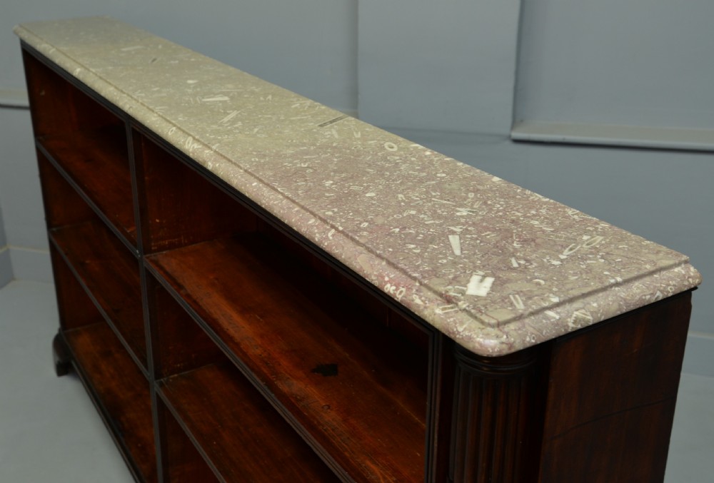 Regency Mahogany Open Bookcase- Fossil Limestone Top View XII