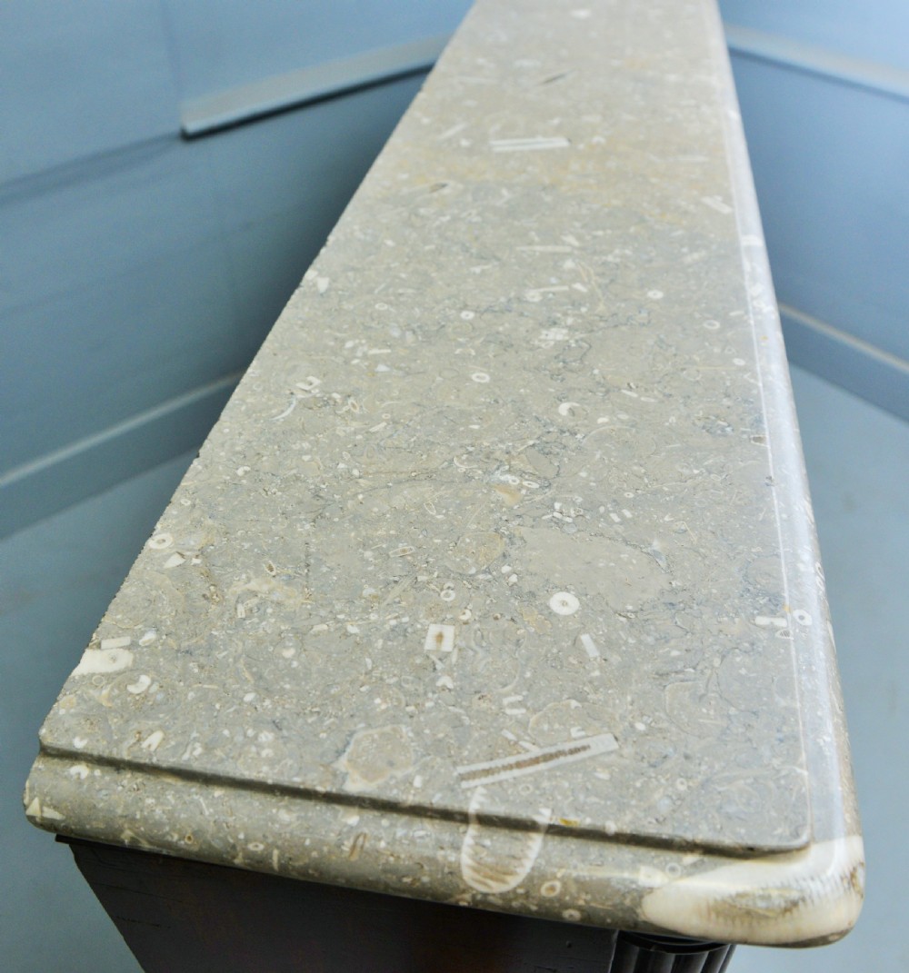 Regency Mahogany Open Bookcase- Fossil Limestone Top View XIV