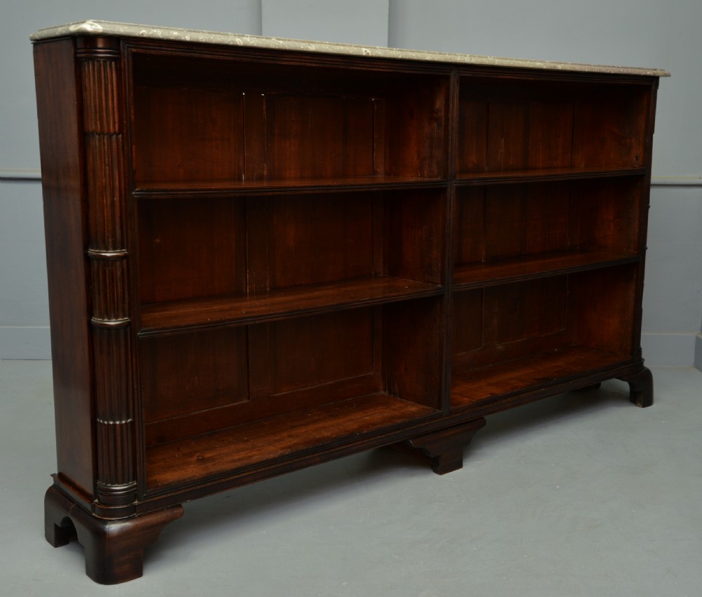 Regency Mahogany Open Bookcase- Fossil Limestone Top View XX