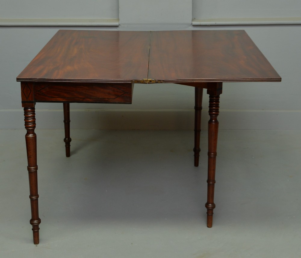 Elegant Regency Mahogany Fold Over Tea Table / Side Table View XI