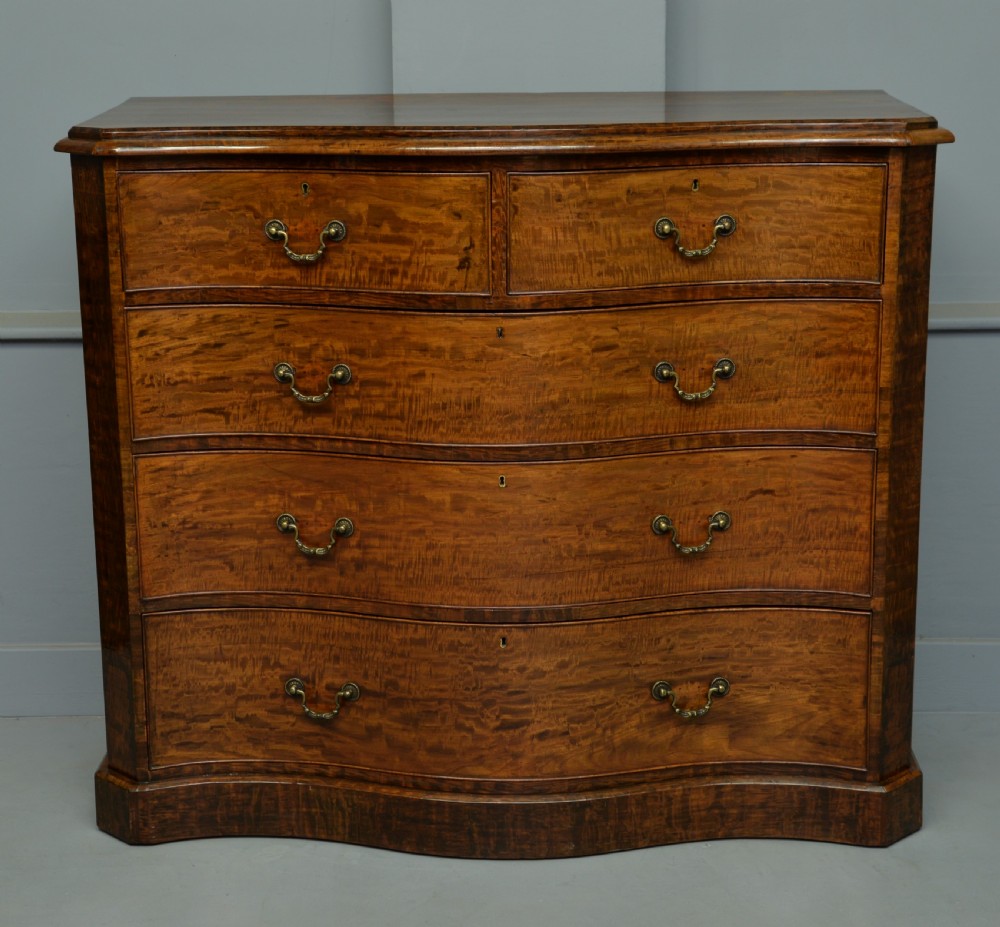Stunning Victorian Dark Birch Serpentine Chest Of Drawers View III