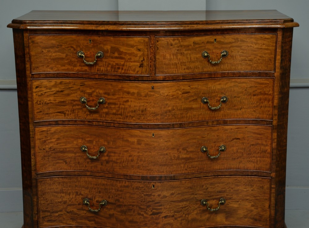 Stunning Victorian Dark Birch Serpentine Chest Of Drawers View V