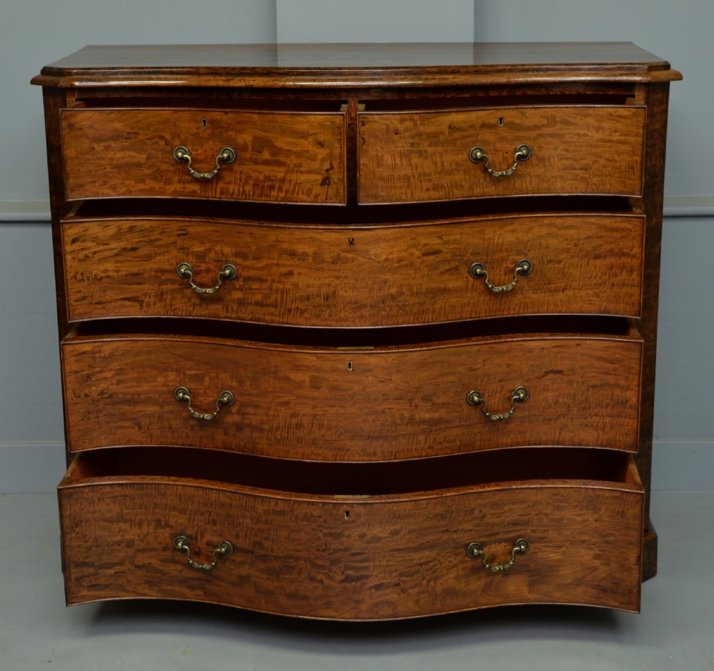 Stunning Victorian Dark Birch Serpentine Chest Of Drawers View VI