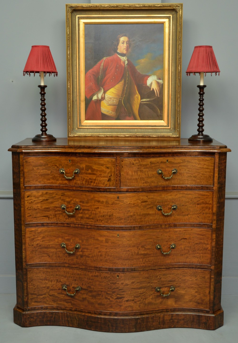 Stunning Victorian Dark Birch Serpentine Chest Of Drawers View XV