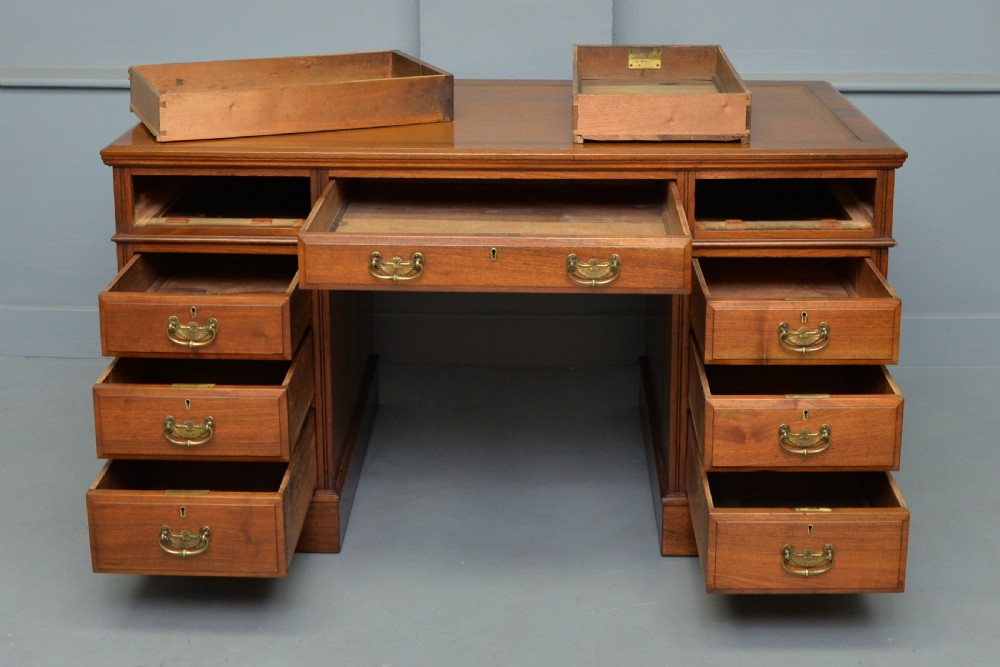 Victorian Walnut Pedestal Desk View VII