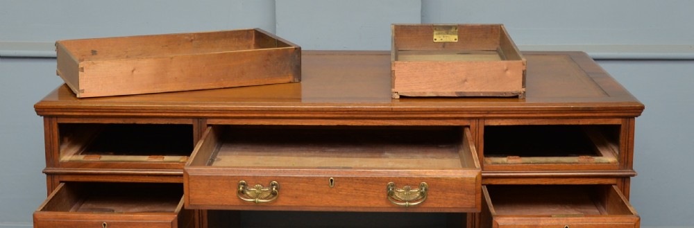 Victorian Walnut Pedestal Desk View VIII
