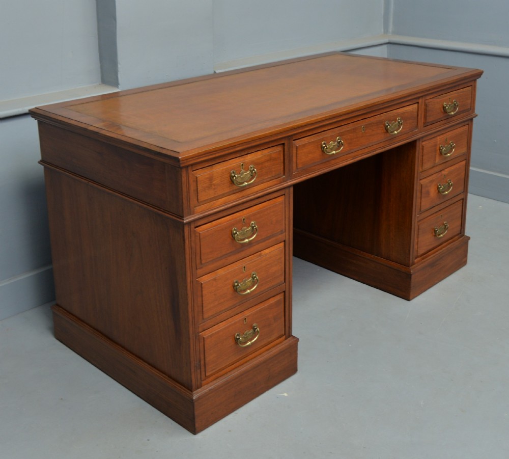 Victorian Walnut Pedestal Desk View IX
