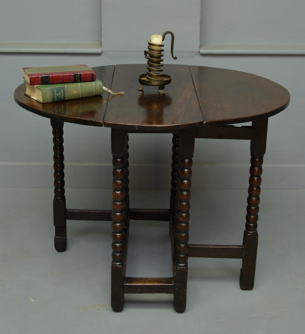  17th Century Oak Bobbin Gateleg Occasional Side-Table