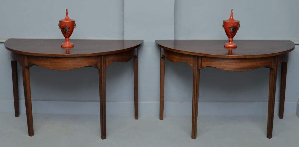 Pair Of Georgian Mahogany Demi-Lune Console Tables