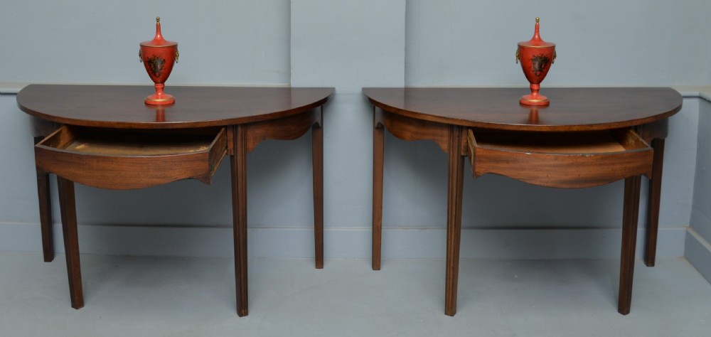 Pair Of Georgian Mahogany Demi-Lune Console Tables View III