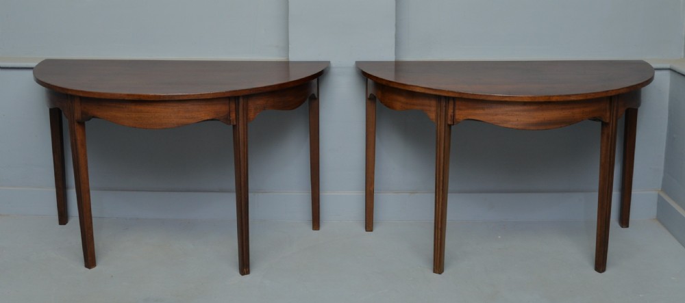 Pair Of Georgian Mahogany Demi-Lune Console Tables View IV