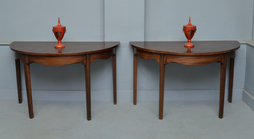 Pair Of Georgian Mahogany Demi-Lune Console Tables View XII