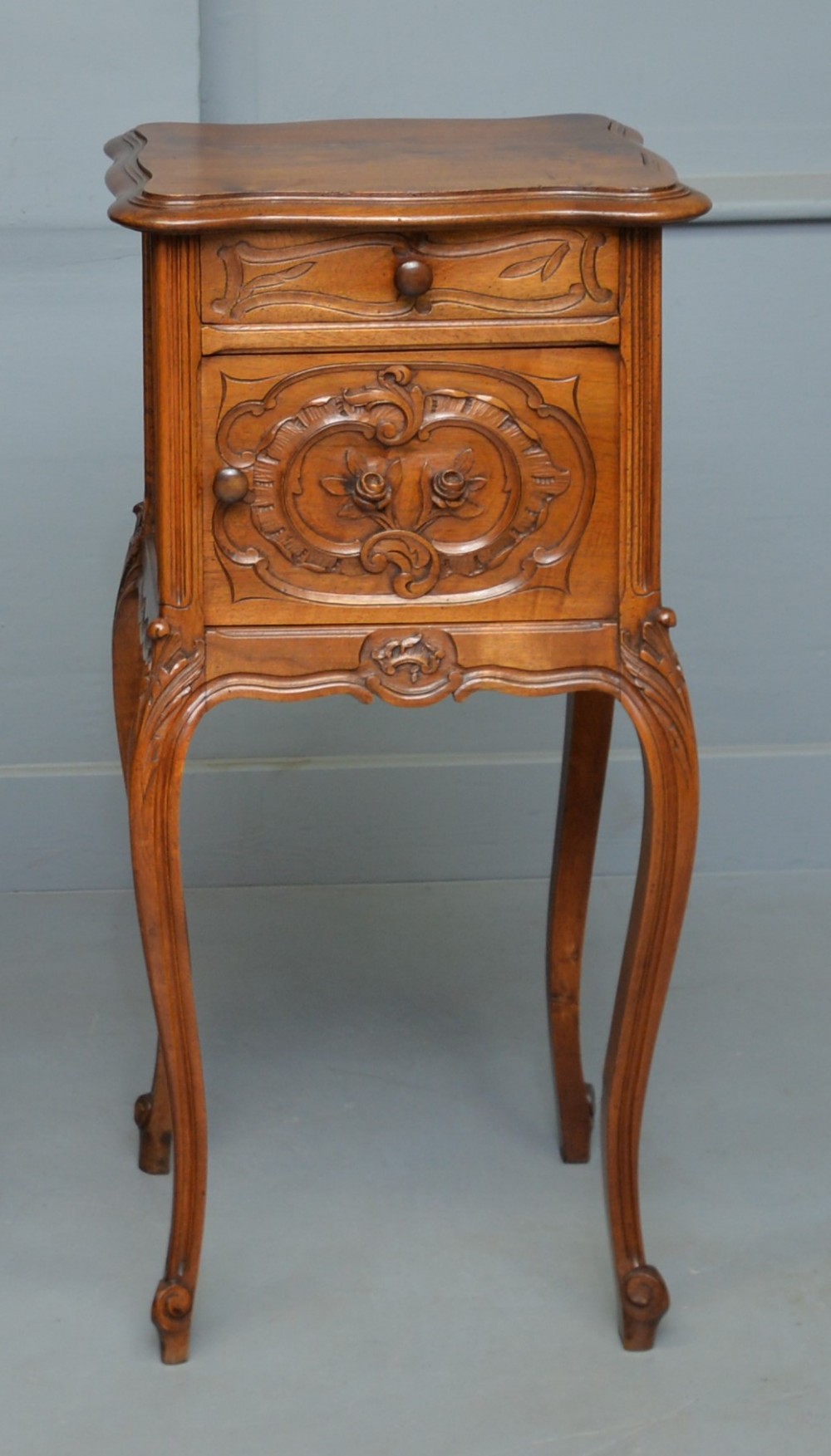 Pretty French Walnut Bedside Cabinet