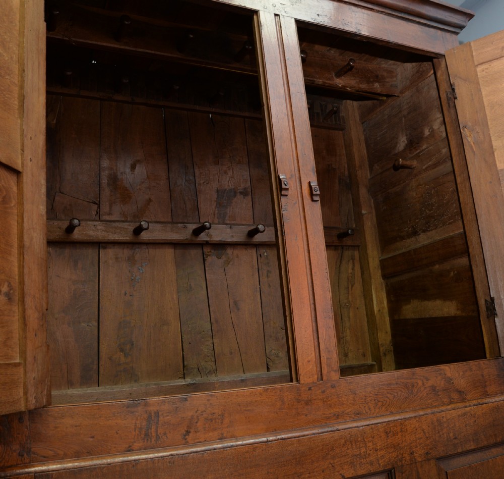 Charming 18th Century Oak Two Part Livery Cupboard / Wardrobe  View V