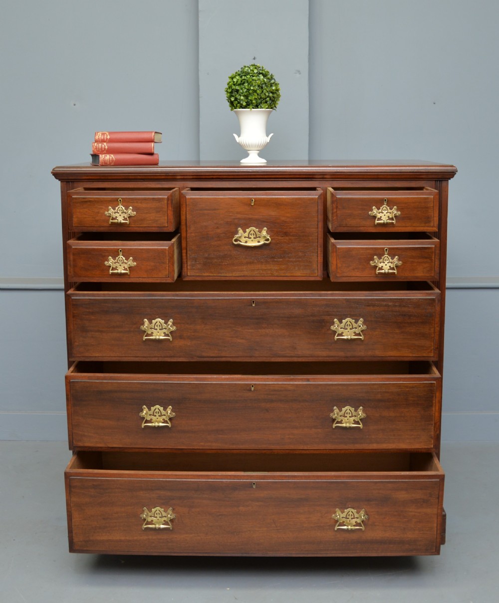 Handsome Large Edwardian Walnut Chest Of Drawers  View II