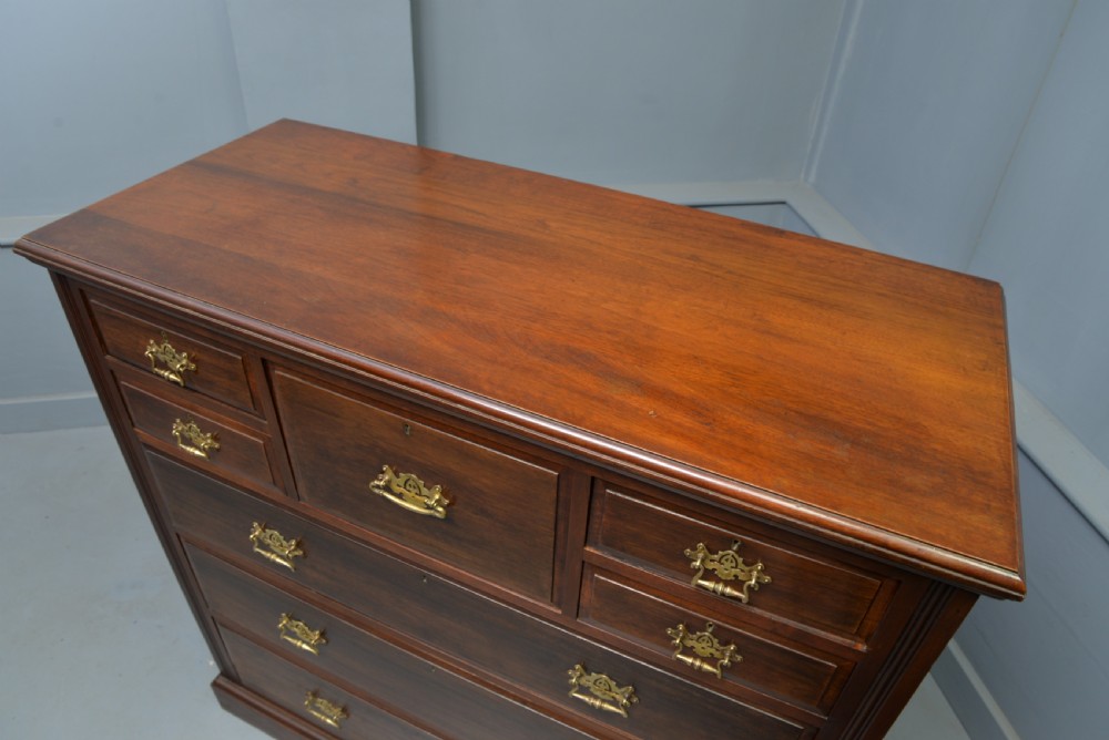 Handsome Large Edwardian Walnut Chest Of Drawers  View XI