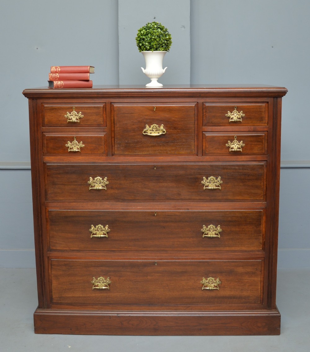 Handsome Large Edwardian Walnut Chest Of Drawers  View XII