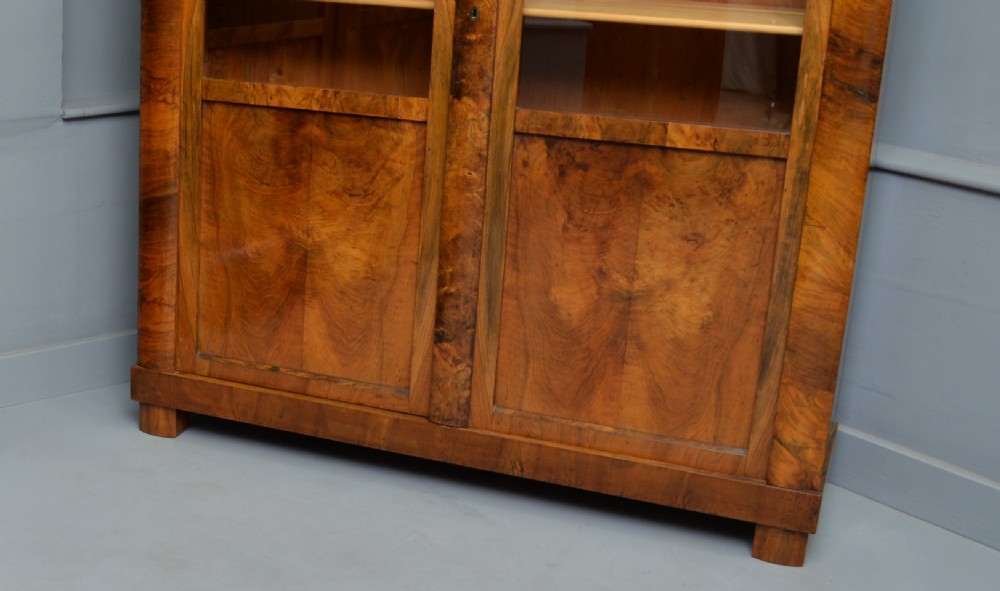 Striking Pair Of Biedermeier Figured Walnut Bookcase Cabinets View VII