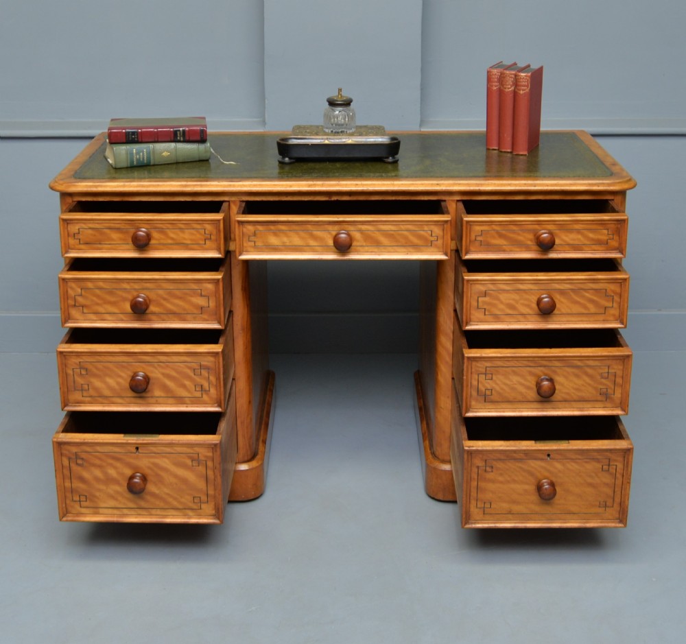 Victorian Satinwood Pedestal Desk View III