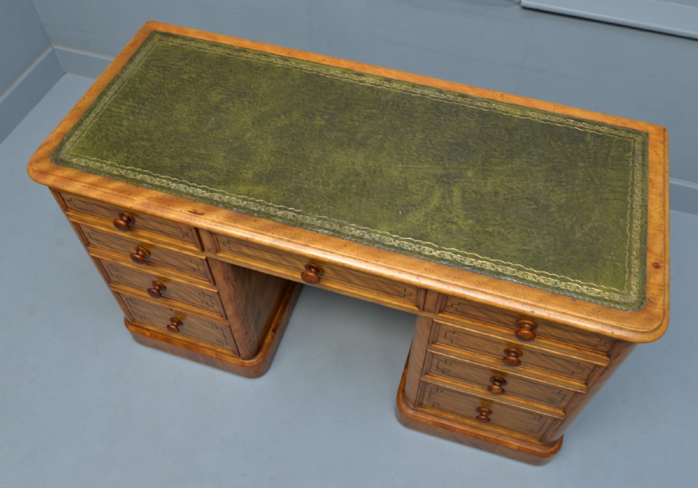 Victorian Satinwood Pedestal Desk View X