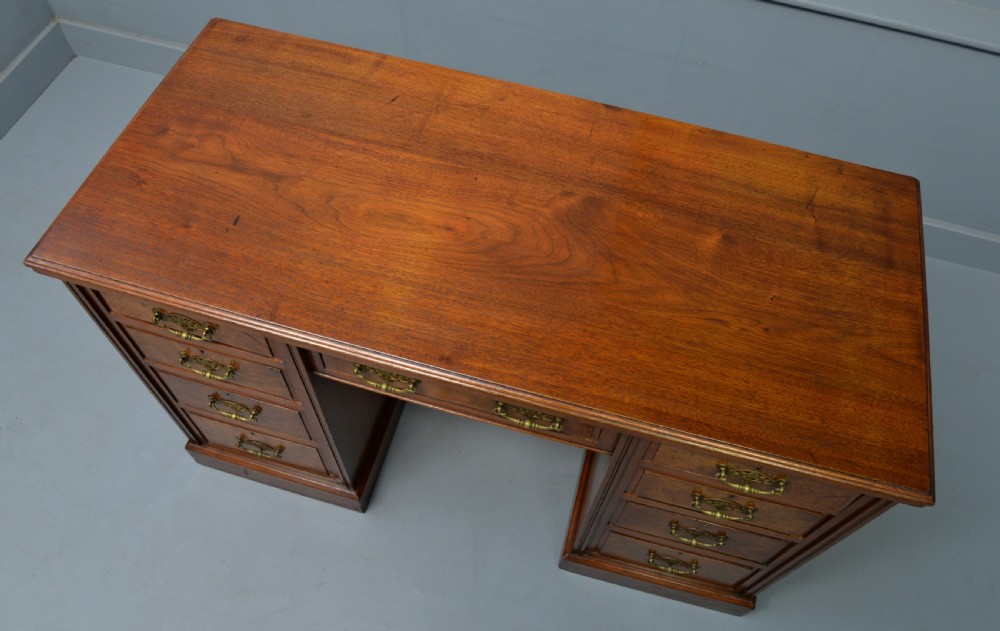 Victorian Burr Walnut Pedestal Desk View VII