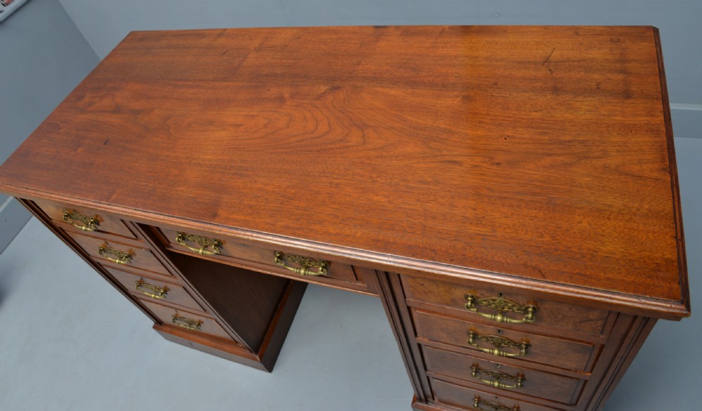 Victorian Burr Walnut Pedestal Desk View VIII