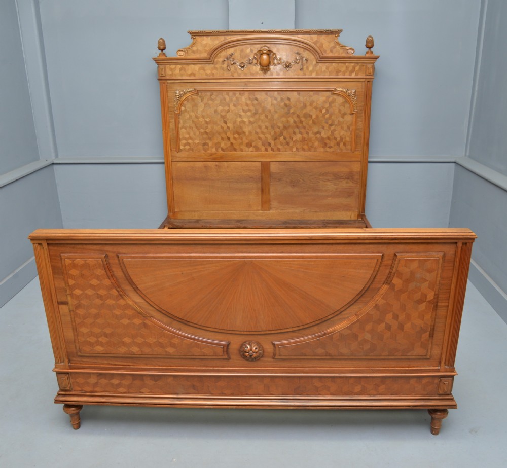 French Walnut Parquetry Double Bed