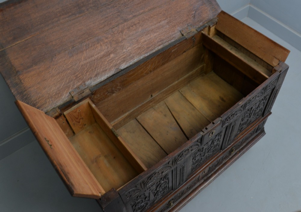 17th Century Carved Oak Mule Chest  View XIII