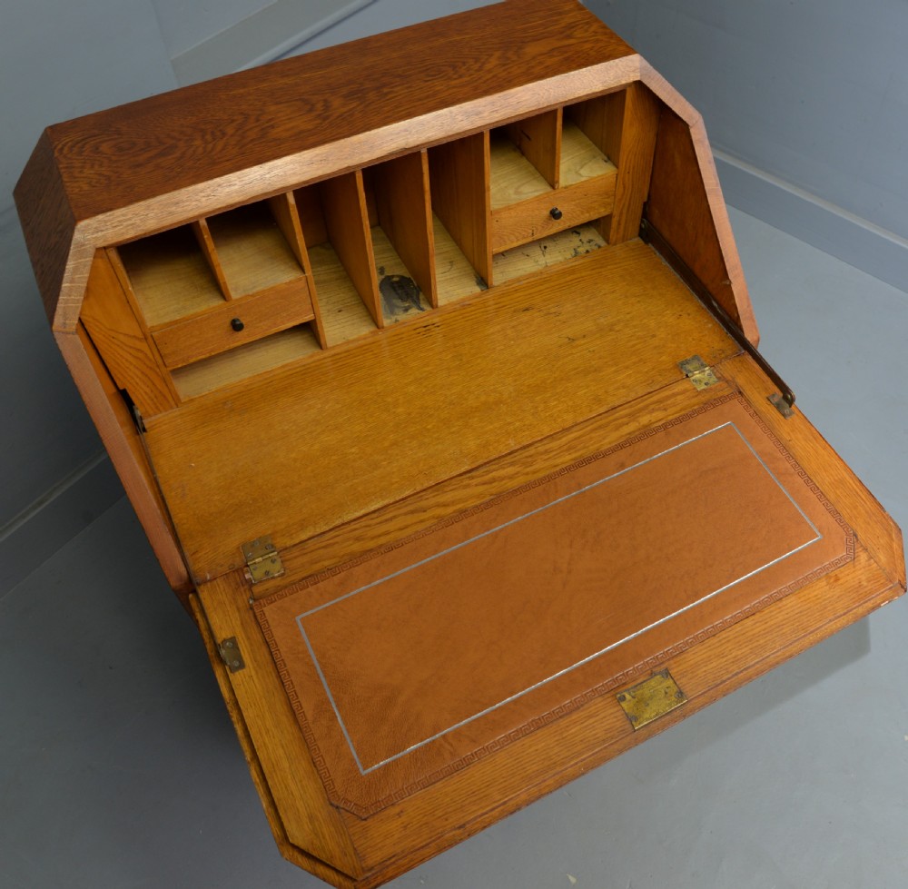 Art Deco Solid Oak Bureau Desk View XI