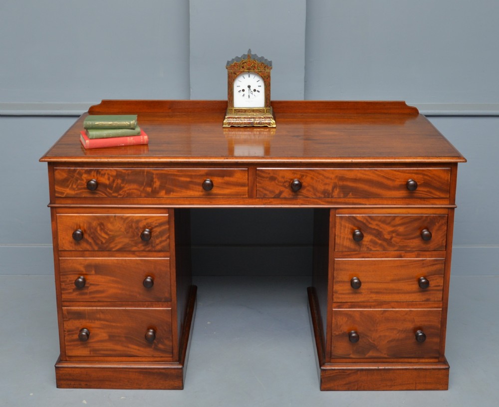 Victorian Flame Mahogany Pedestal Desk
