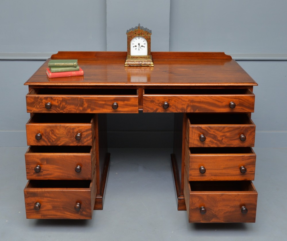 Victorian Flame Mahogany Pedestal Desk View II