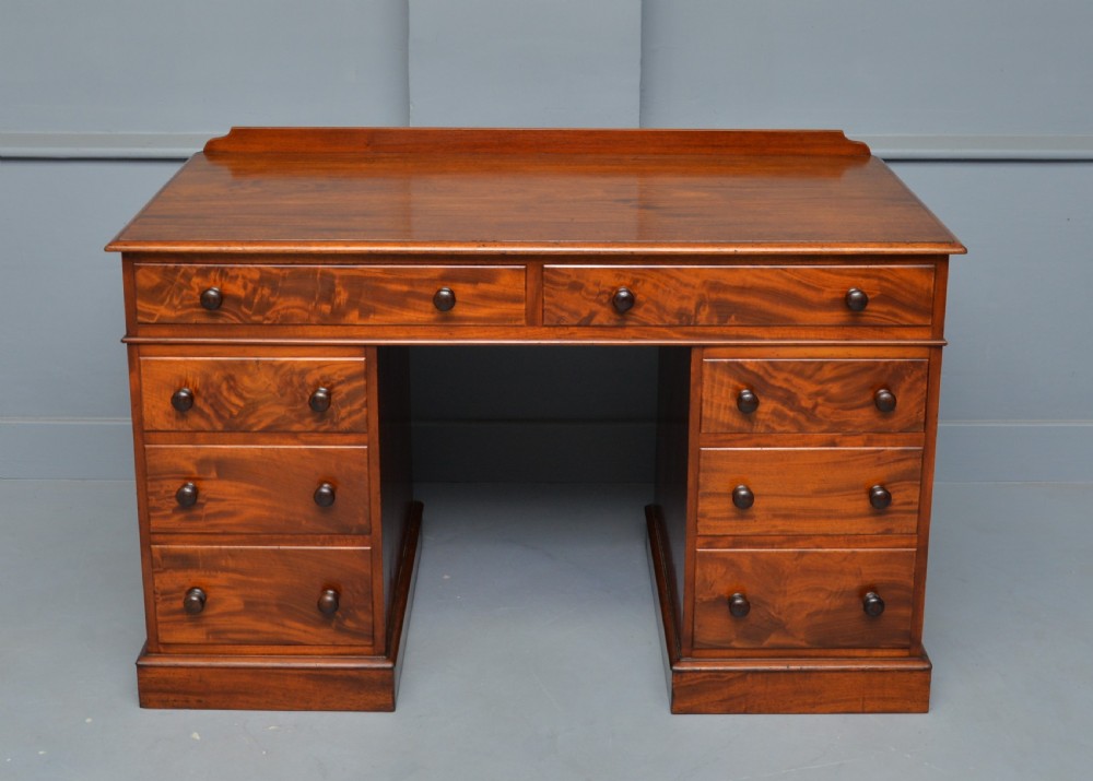 Victorian Flame Mahogany Pedestal Desk View III