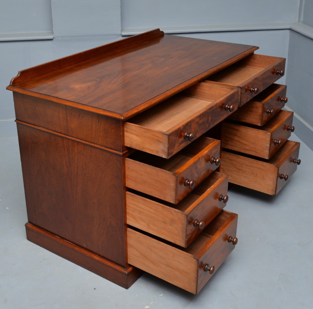 Victorian Flame Mahogany Pedestal Desk View IV