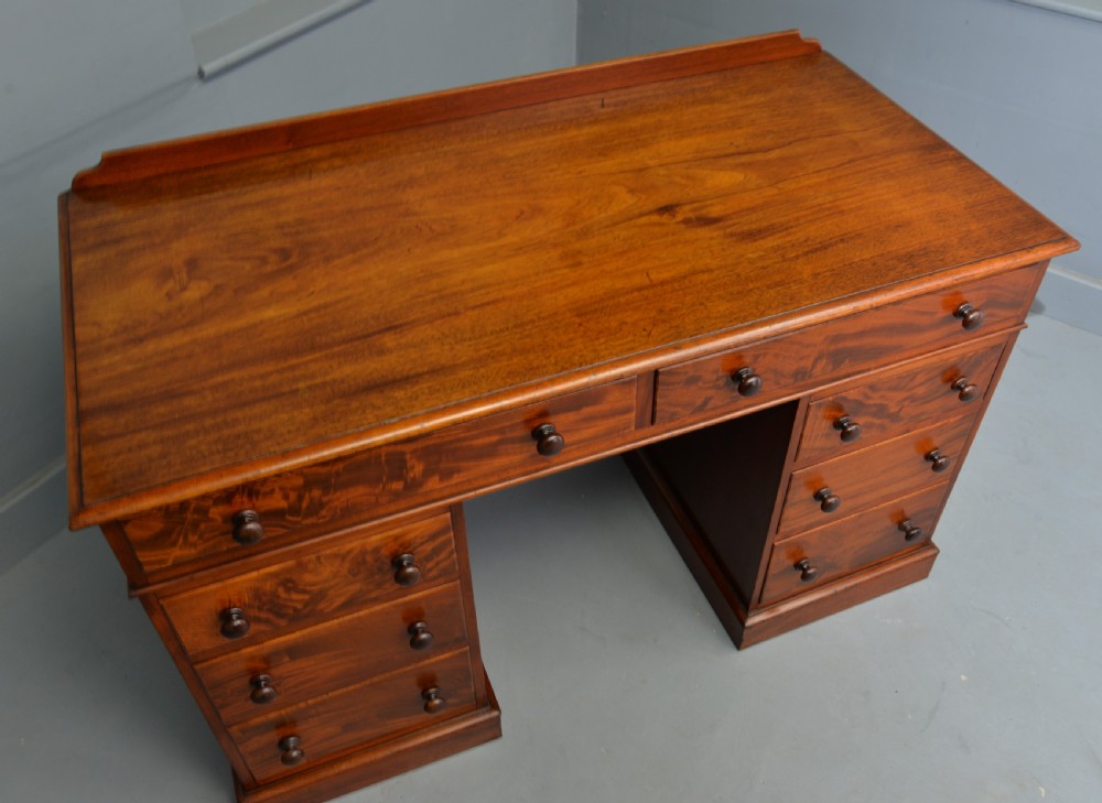 Victorian Flame Mahogany Pedestal Desk View VI