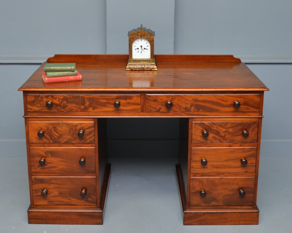 Victorian Flame Mahogany Pedestal Desk View VIII