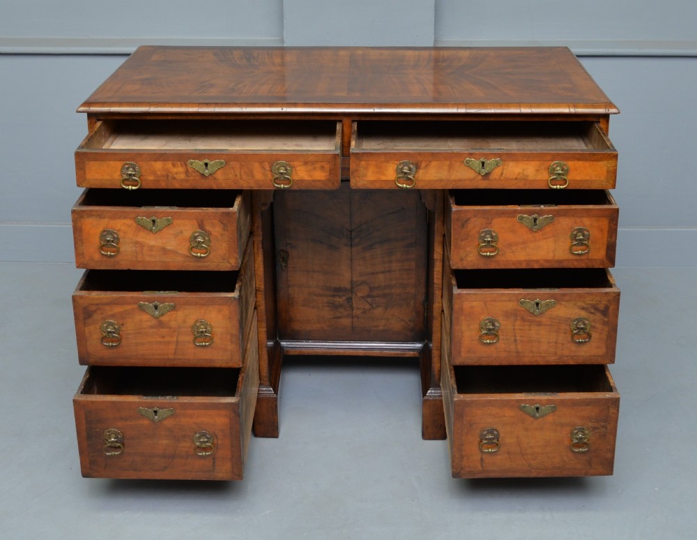 Georgian Figured Walnut Kneehole-Desk View III