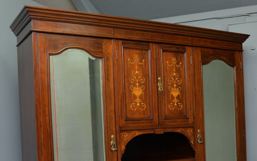 Sheraton Revival Rosewood Inlaid Compactum Wardrobe View II
