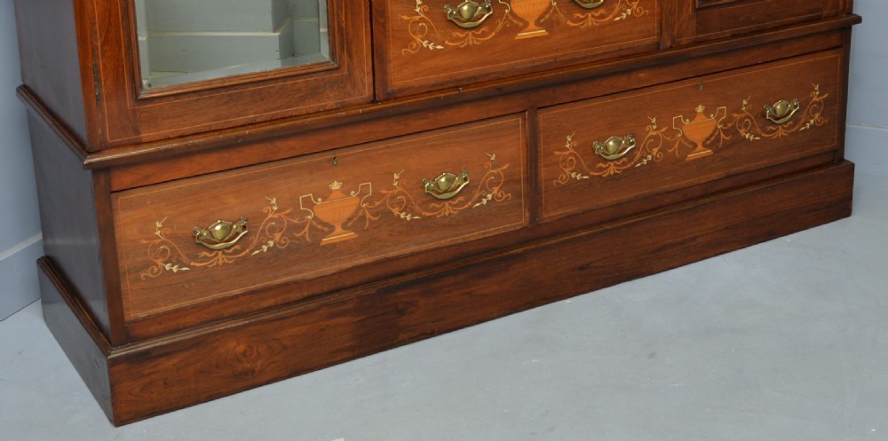Sheraton Revival Rosewood Inlaid Compactum Wardrobe View IV